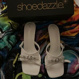 White mules new adjustable buckles